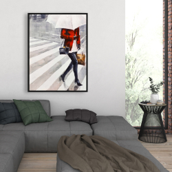 Framed 36 x 48 - Woman walking with her umbrella