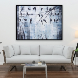 Encadré 36 x 48 - Oiseaux abstrait sur fil électrique