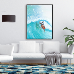 Framed 36 x 48 - Surfer in the middle of the wave