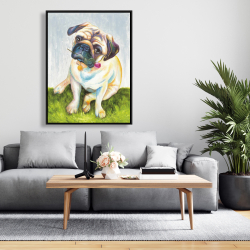 Encadré 36 x 48 - Mignon pug avec rose dans la bouche