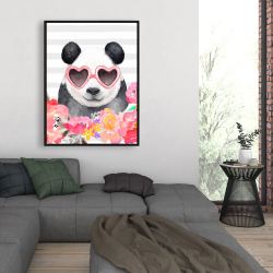 Framed 36 x 48 - Panda with heart-shaped glasses