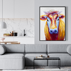 Framed 36 x 48 - Colorful country cow