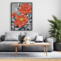 Framed 36 x 48 - Three pink flowers