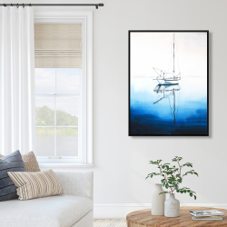 Framed 36 x 48 - White boat on a deep blue water