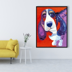 Encadré 36 x 48 - Chien basset abstrait et coloré