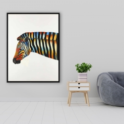Framed 36 x 48 - Colorful zebra