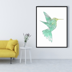 Framed 36 x 48 - Geometric hummingbird