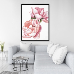 Framed 36 x 48 - Two pink watercolor roses