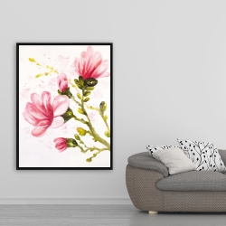 Framed 36 x 48 - Watercolor magnolia flowers