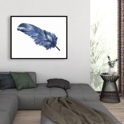 Encadré 36 x 48 - Plume bleue