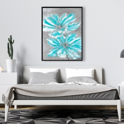 Framed 36 x 48 - Two little abstract blue flowers