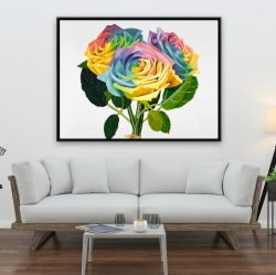 Encadré 36 x 48 - Bouquet de roses arc-en-ciel