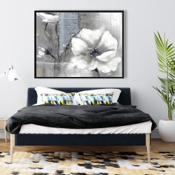 Framed 36 x 48 - Monochrome and silver flowers