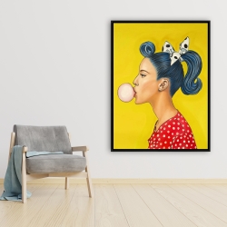 Framed 36 x 48 - Retro woman with beautiful ponytail