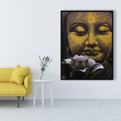 Framed 36 x 48 - The eternal smile of buddha and his lotus