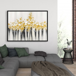 Framed 36 x 48 - Abstract gold flowers 