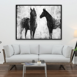 Framed 36 x 48 - Black and white horses