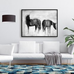 Encadré 36 x 48 - Silhouettes de chevaux dans la brume