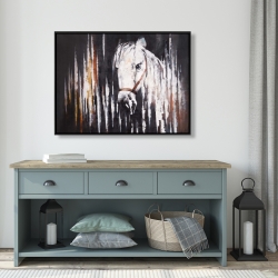 Encadré 36 x 48 - Cheval blanc dans le noir