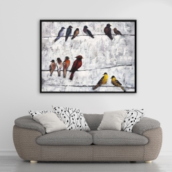 Encadré 36 x 48 - Oiseaux colorés sur leur branche