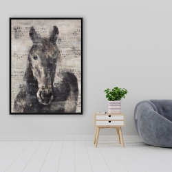 Framed 36 x 48 - Abstract horse with typography