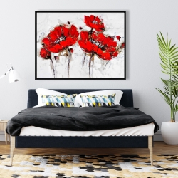Framed 36 x 48 - Abstract poppy flowers