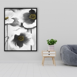 Encadré 36 x 48 - Fleurs en noir et blanc