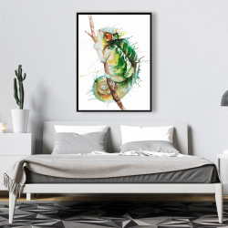 Framed 36 x 48 - Watercolor chameleon