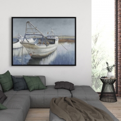 Framed 36 x 48 - Blue fishing boat