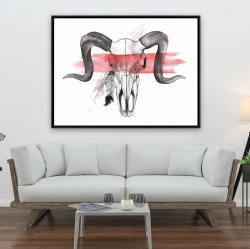 Framed 36 x 48 - Aries skull with feather