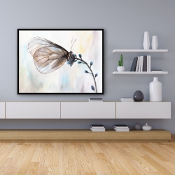 Framed 36 x 48 - Butterfly on blue flowers