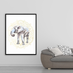 Framed 36 x 48 - Elephant on mandalas pattern