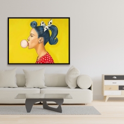 Framed 36 x 48 - Retro woman with beautiful ponytail