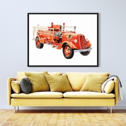 Framed 36 x 48 - Vintage fire truck