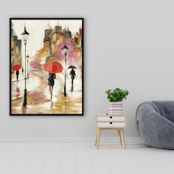 Encadré 36 x 48 - Passants sous leur parapluies