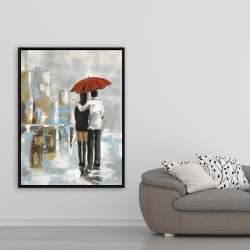 Encadré 36 x 48 - Couple marchant sous leur parapluie