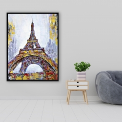 Encadré 36 x 48 - Tour eiffel abstraite avec éclats de peinture