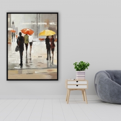 Encadré 36 x 48 - Passants abstraits avec leur parapluie