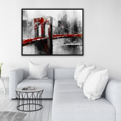 Encadré 36 x 48 - Pont brooklyn abstrait et rouge