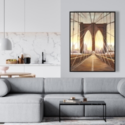 Encadré 36 x 48 - Coucher de soleil sur le pont de brooklyn