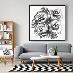 Framed 48 x 48 - Set of abstract roses