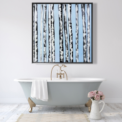 Framed 48 x 48 - Birches on a blue background