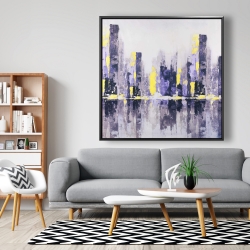 Framed 48 x 48 - Abstract purple city