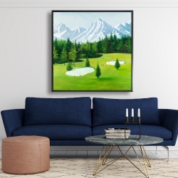 Encadré 48 x 48 - Terrain de golf avec vue sur les montagnes