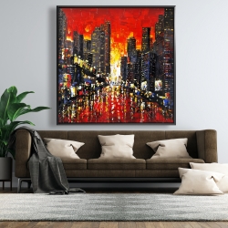 Encadré 48 x 48 - Couché de soleil abstrait sur la ville