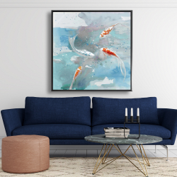 Encadré 48 x 48 - Poissons koï dans une eau bleue