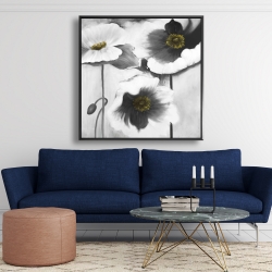 Encadré 48 x 48 - Fleurs en noir et blanc