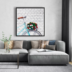 Encadré 48 x 48 - Bicyclette avec bouquet de tulipes