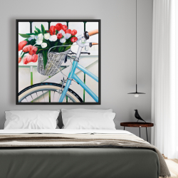 Encadré 48 x 48 - Bicyclette avec panier de tulipes