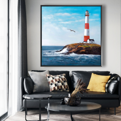 Framed 48 x 48 - Lighthouse at the edge of the sea